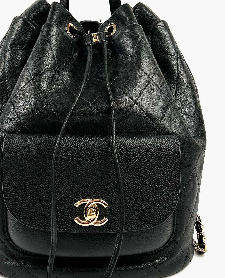 Chanel CC Quilted Leather Pocket Backpack Black CHW