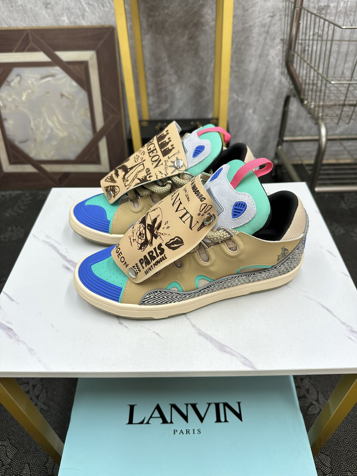 Lanvin LEATHER CURB SNEAKERS