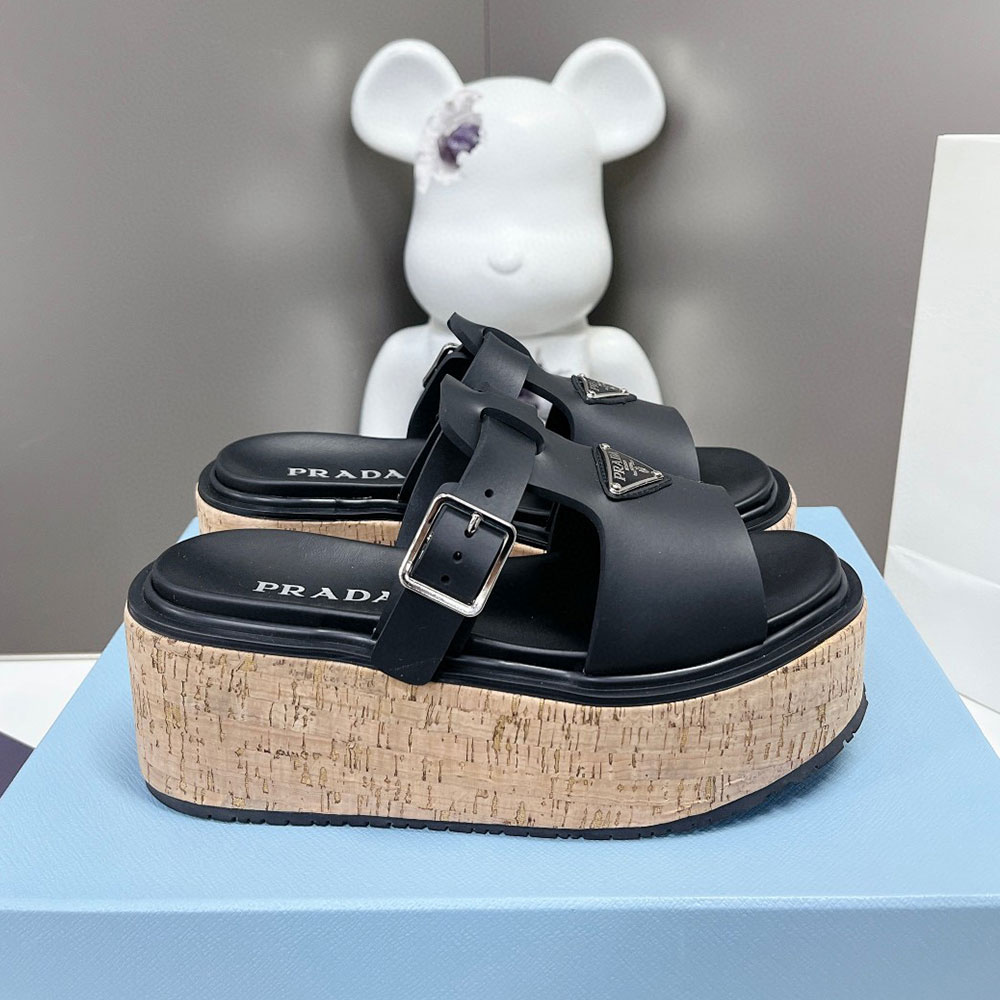 Prada Leather Platform sandals Slide