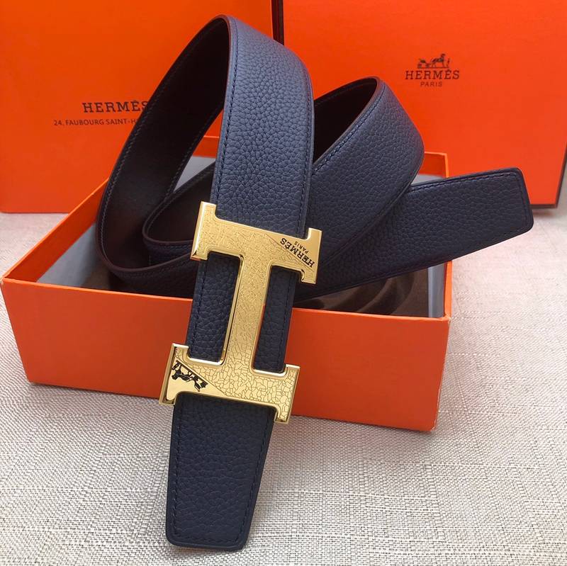 Hermes H Belt Buckle & Reversible Black Belt 380MM