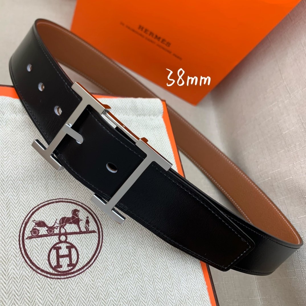 Hermes H Belt Buckle & Reversible Brown Belt 380MM