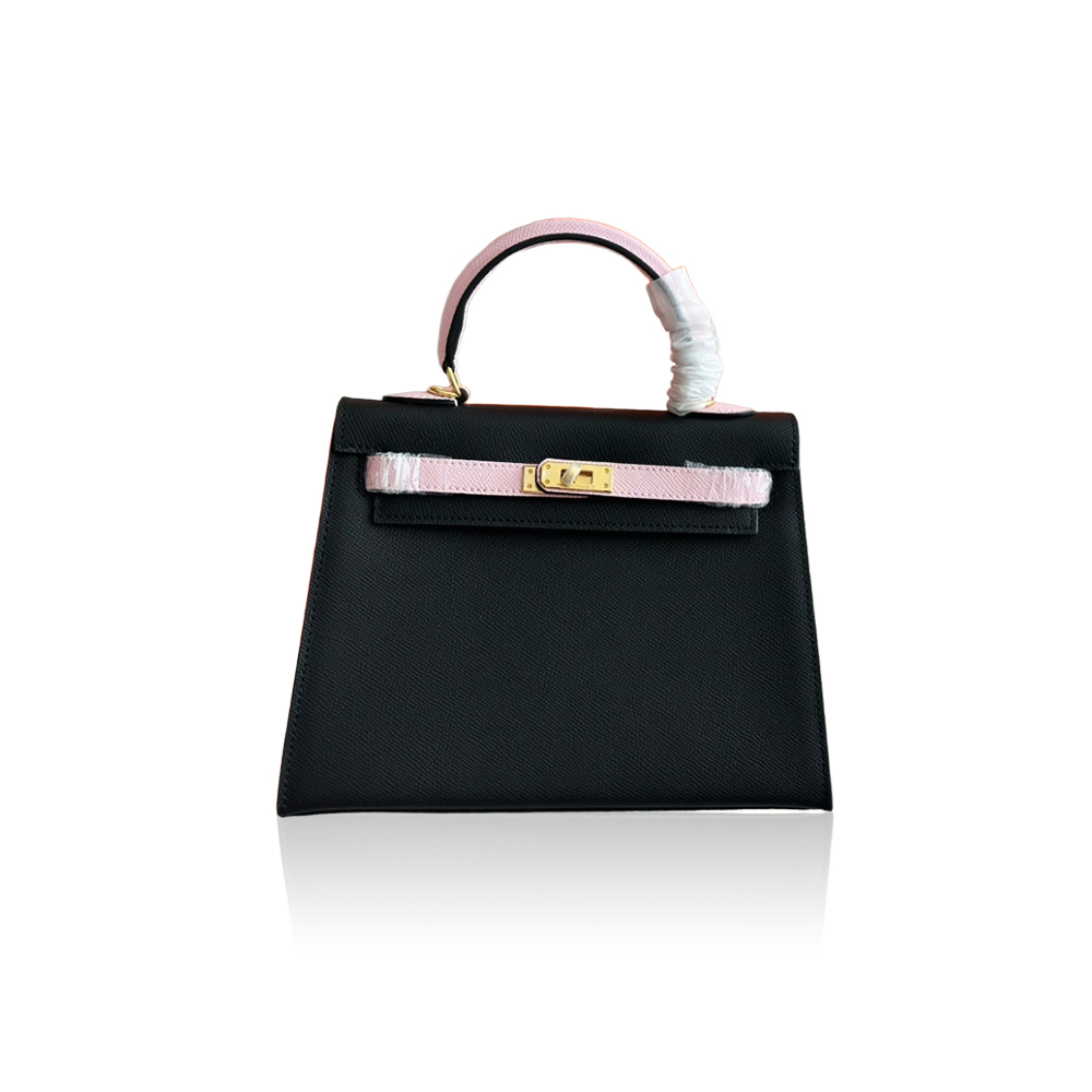 Hermès Kelly bag black and pink stitching