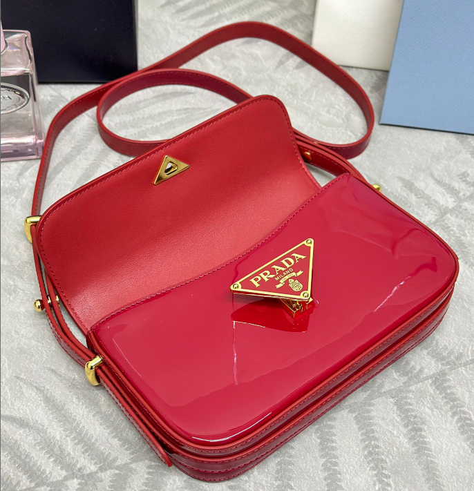 PRADA New Red Calf Leather Shoulder Bag