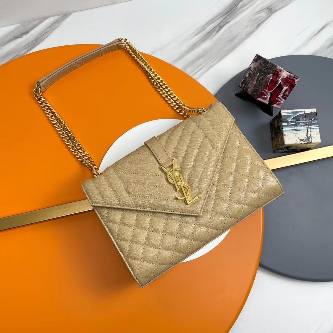 Saint Laurent YSL Envelope Medium 24- Embossed Leather