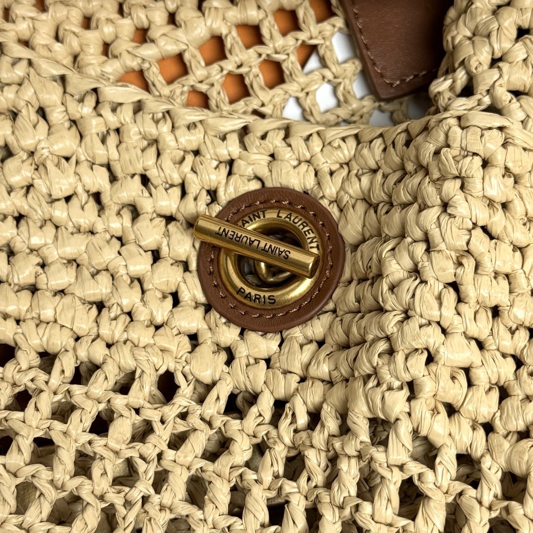 Saint Laurent YSL ICARE Raffia Crochet Large Shopping Bag