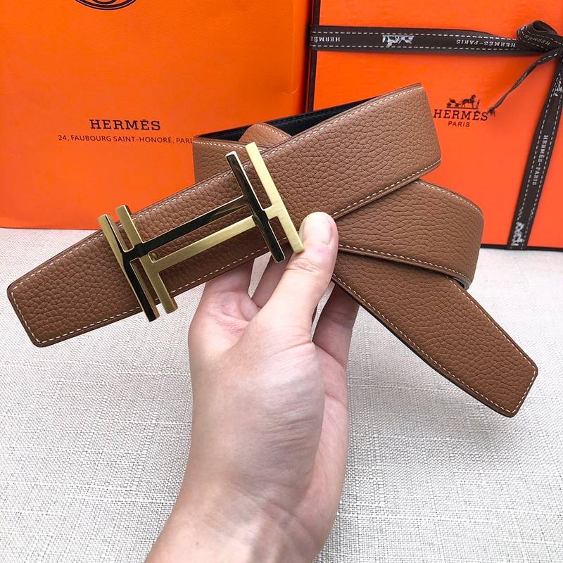 Hermes H Belt Buckle & Reversible Brown Belt 380MM