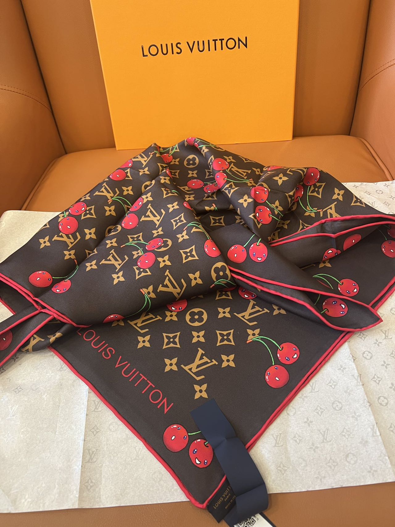 Louis Vuitton x TM Monogram Cerise square scarf