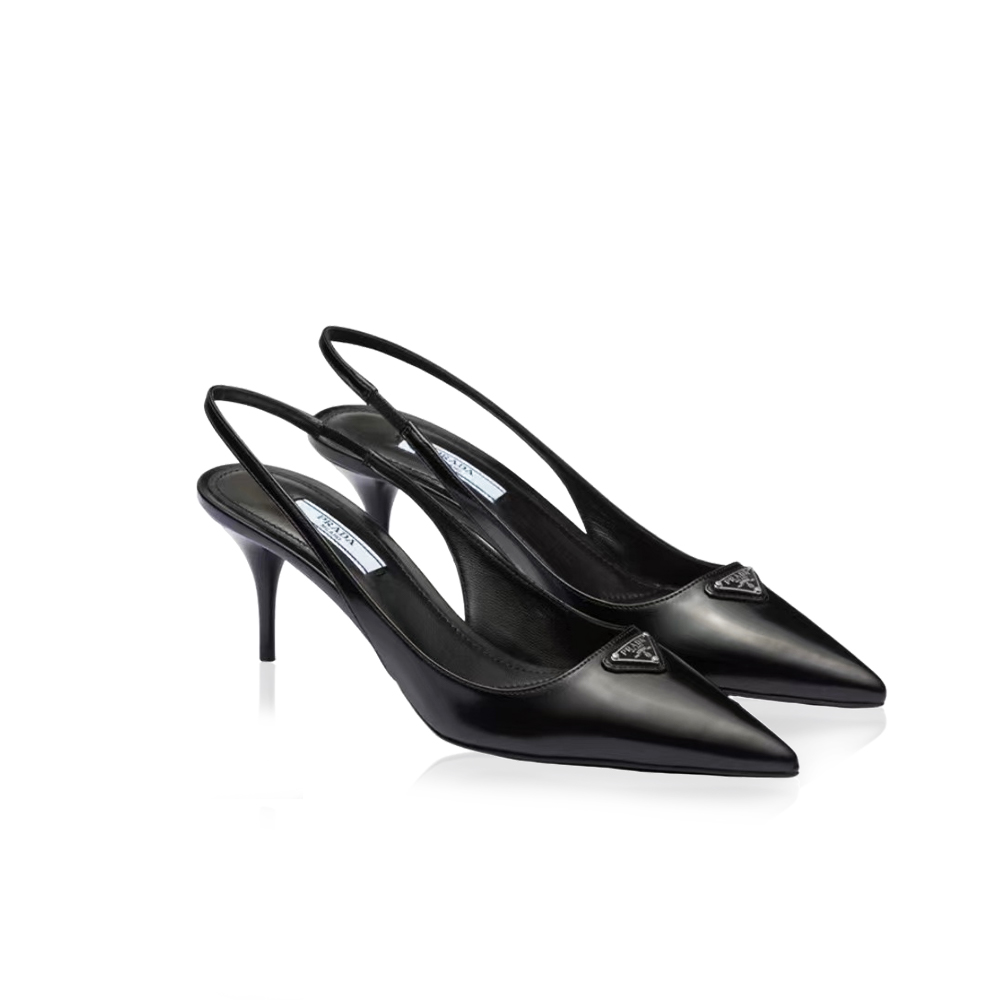 Prada Stiletto Bright Triangle Logo Sandals Slide
