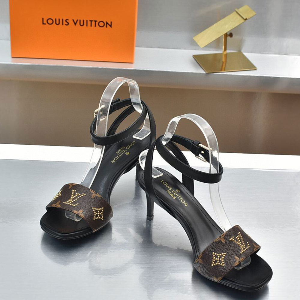 Louis Vuitton LV Leather Pin Buckle Slide Sandal