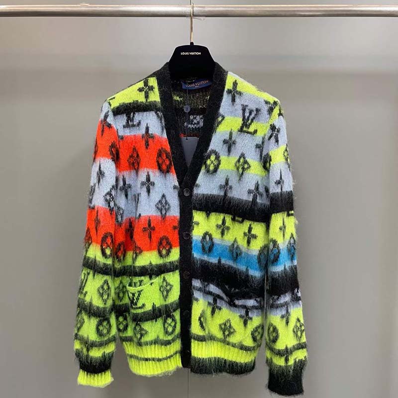 Louis Vuitton LV Women Monogram Black Lime Mohair Cardigan Multicolor Regular Fit