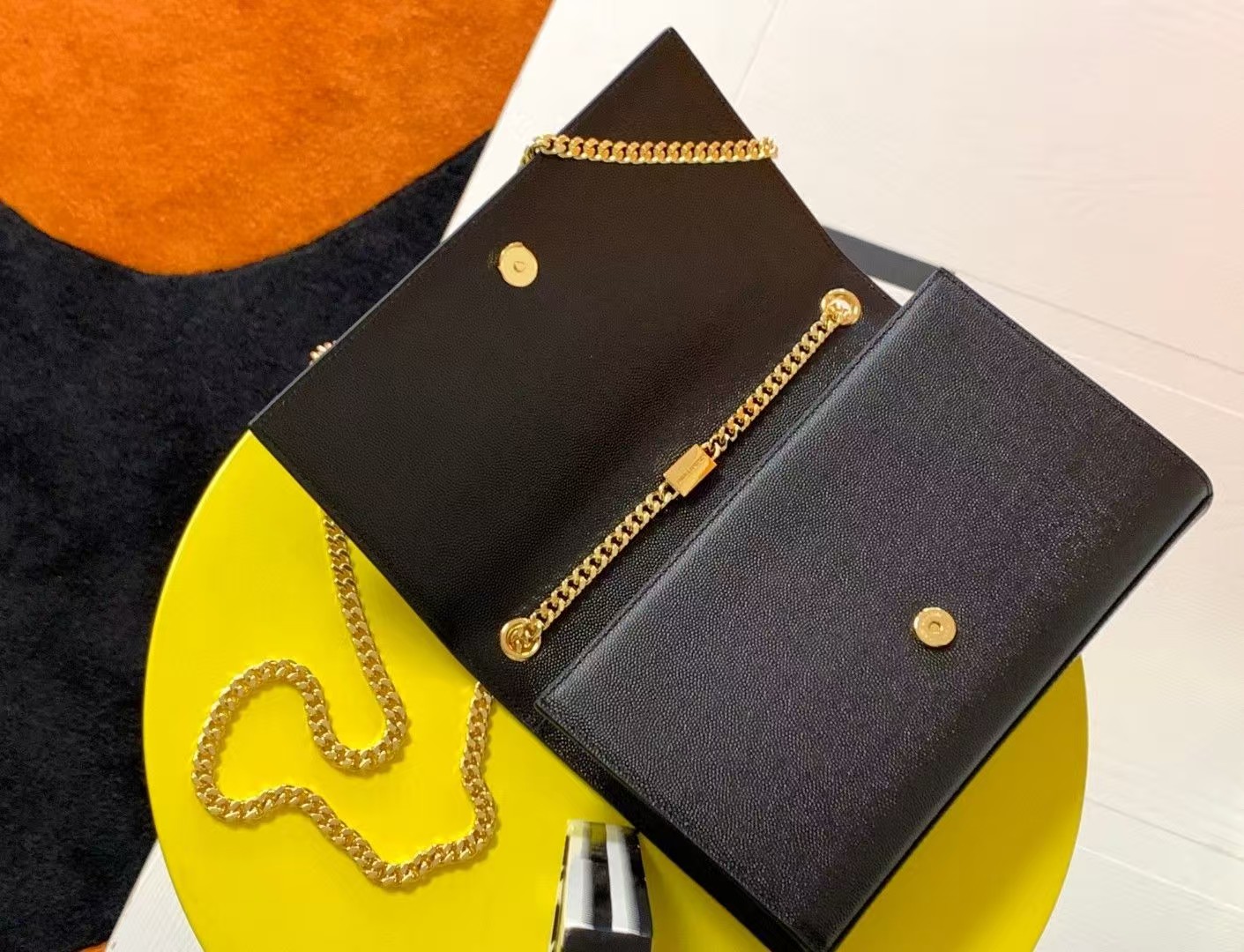 Saint Laurent YSL Small KATE bag in grained leather