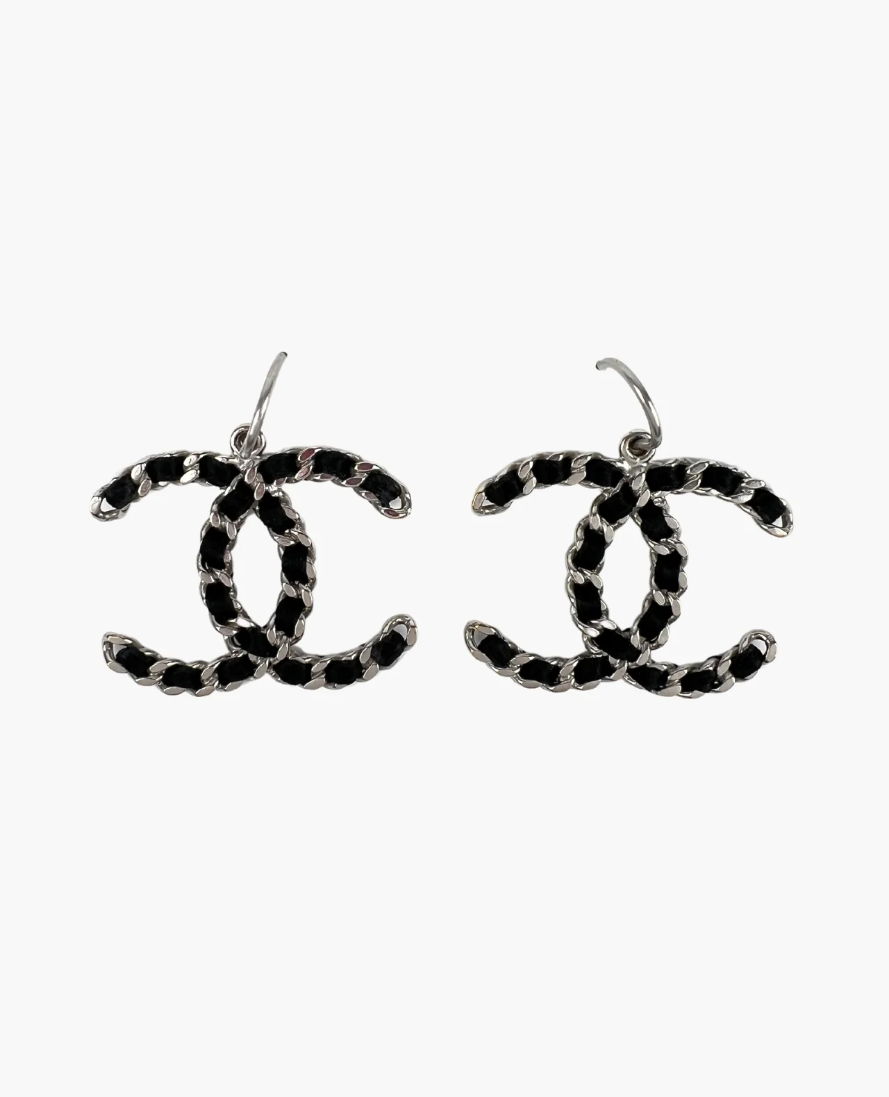 Chanel Leather Chain CC Earrings