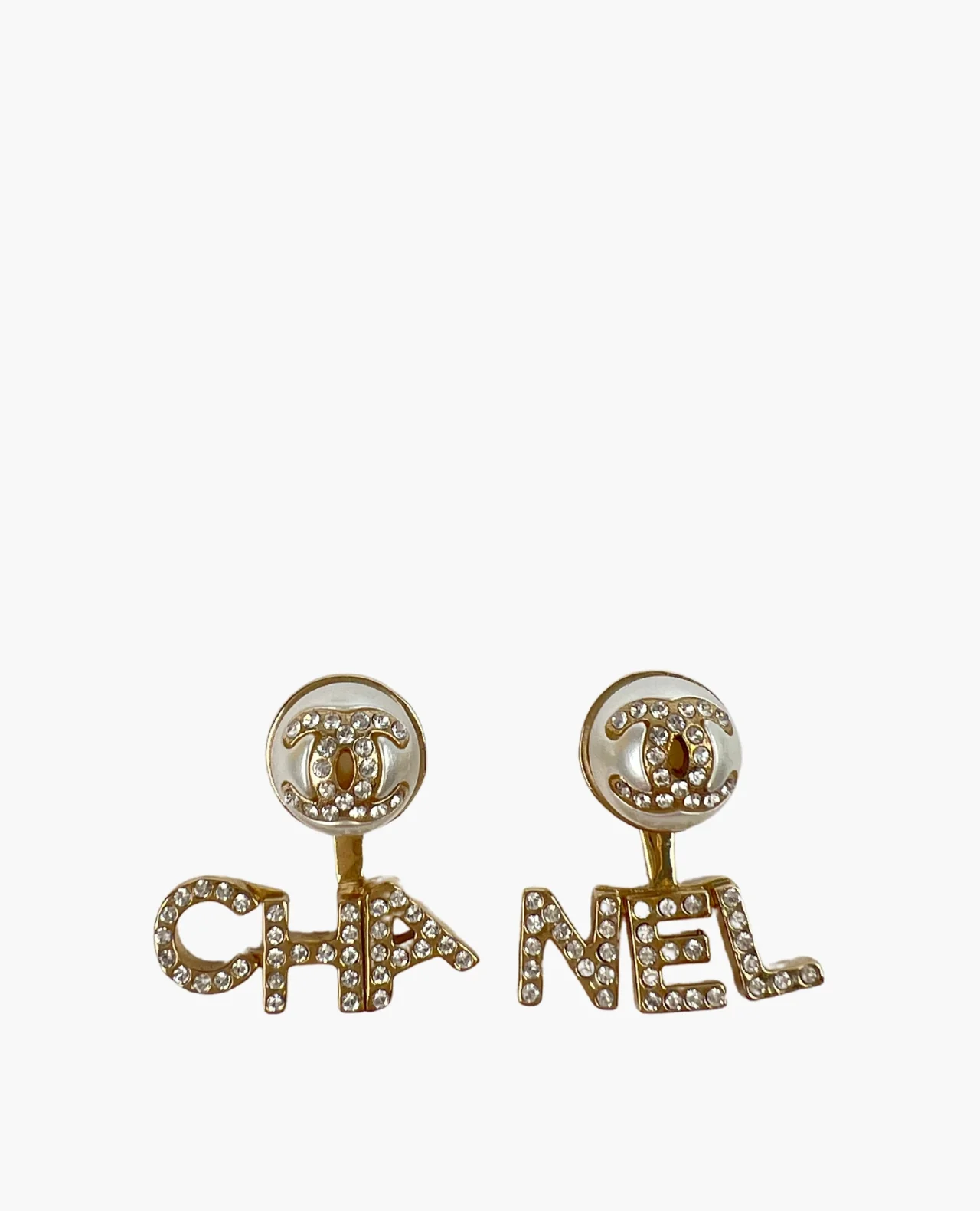 Chanel Earrings CCPearl and Crystal CHANELLogo