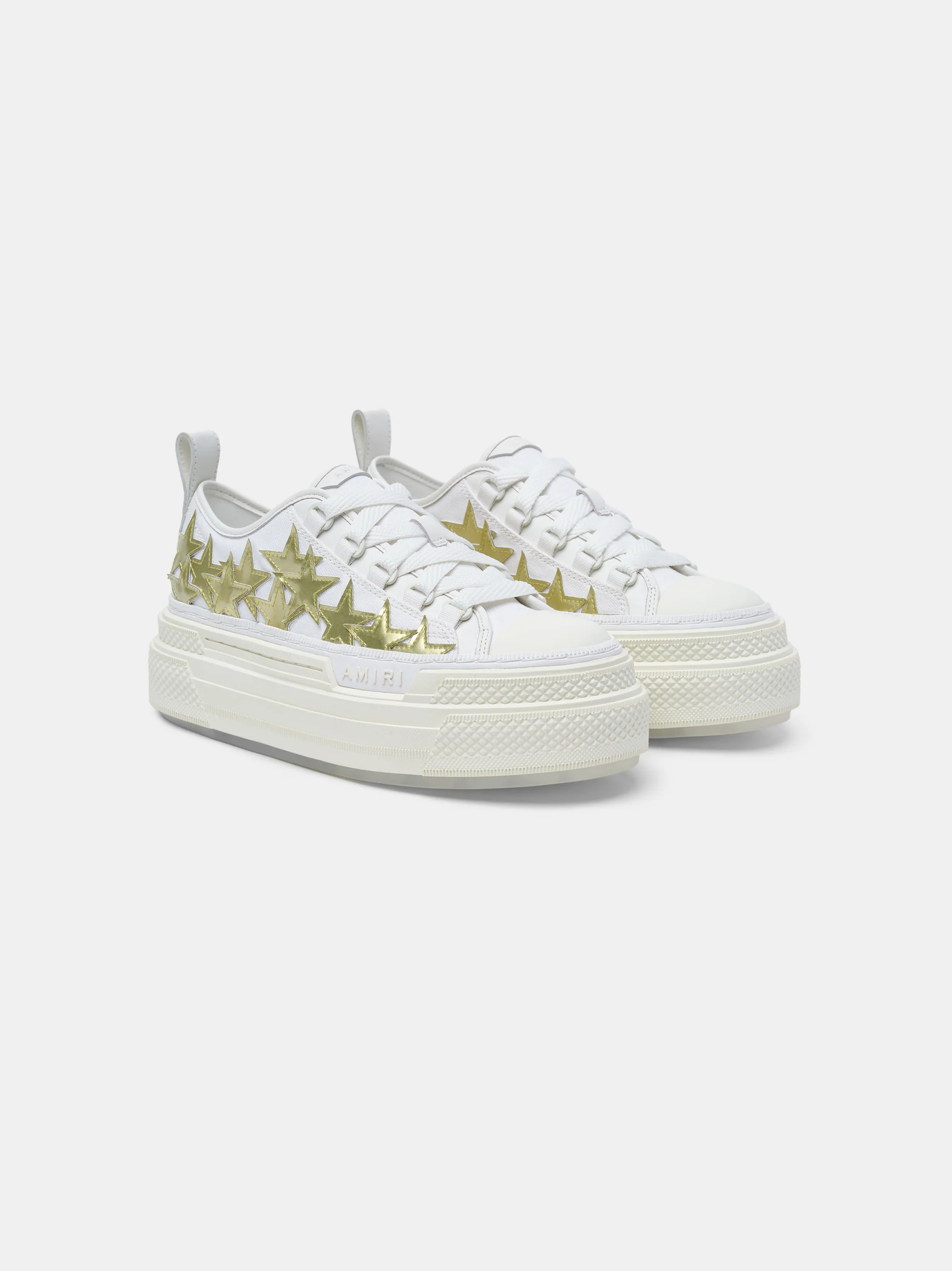 AMIRI WOMEN - WOMEN'S METALLIC PLATFORM STARS COURT - White Gold