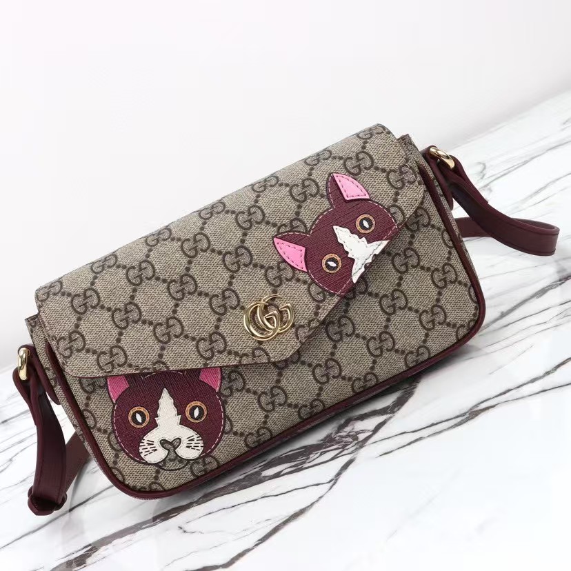 GUCCI GG mini shoulder bag with cat detail