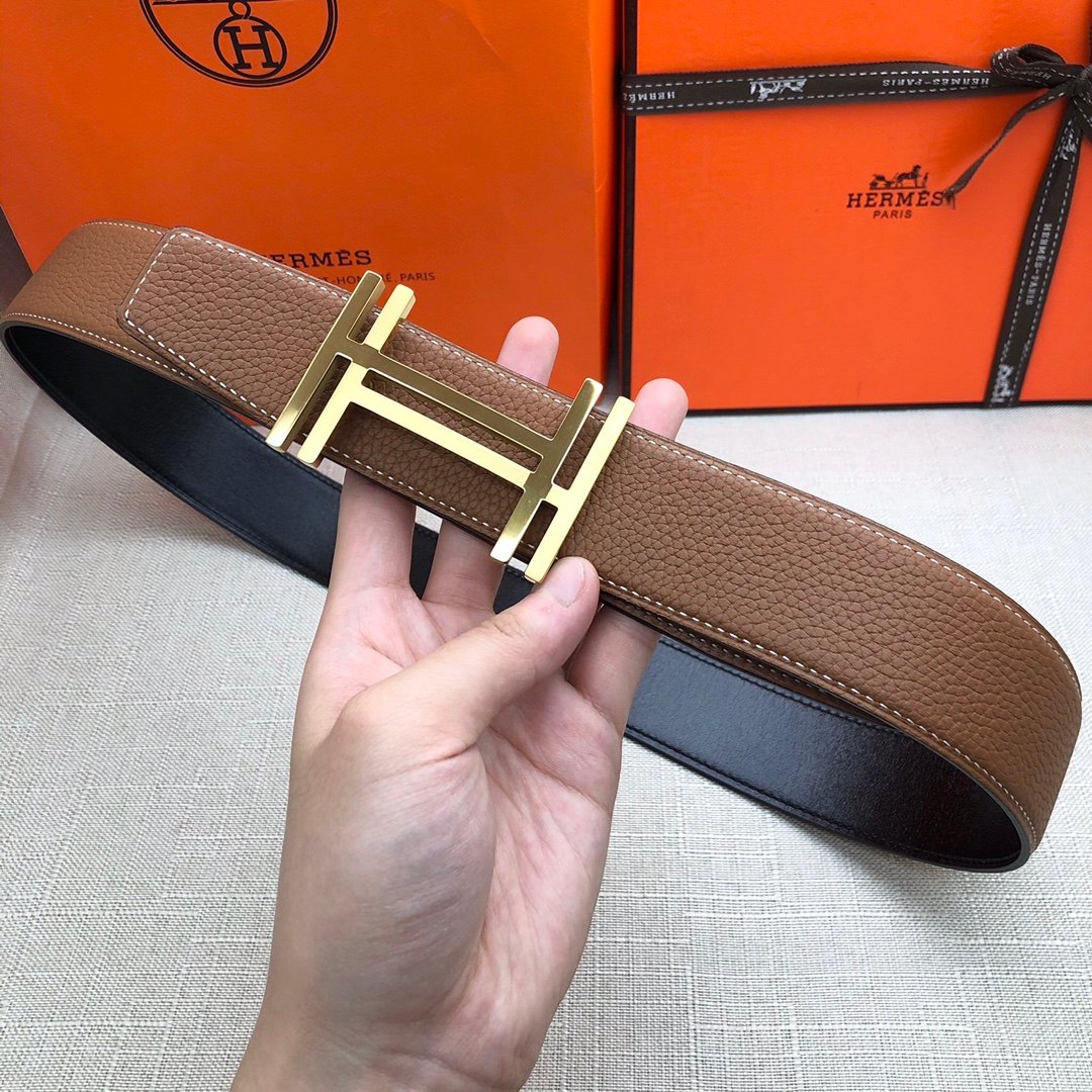 Hermes H Belt Buckle & Reversible Brown Belt 380MM