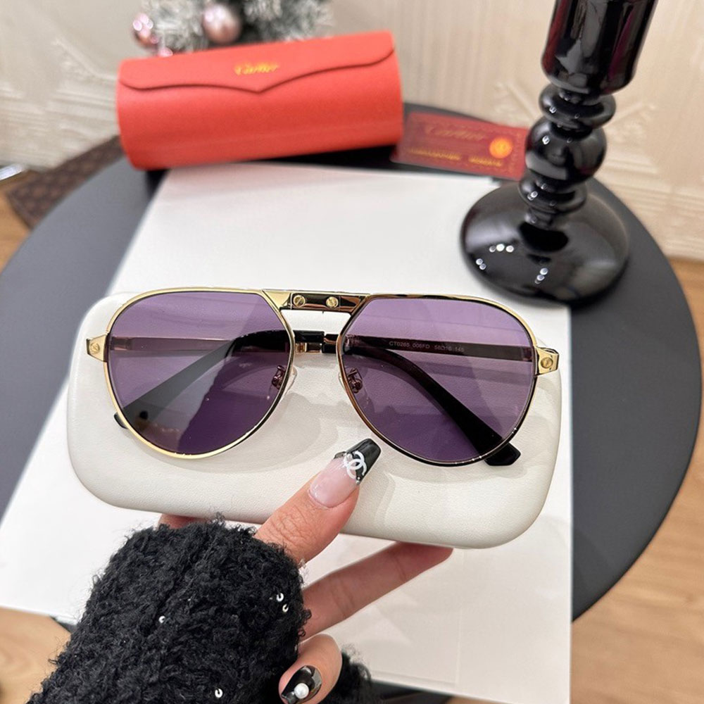 Cartier  Metal irregular Line Sunglasses Top quality