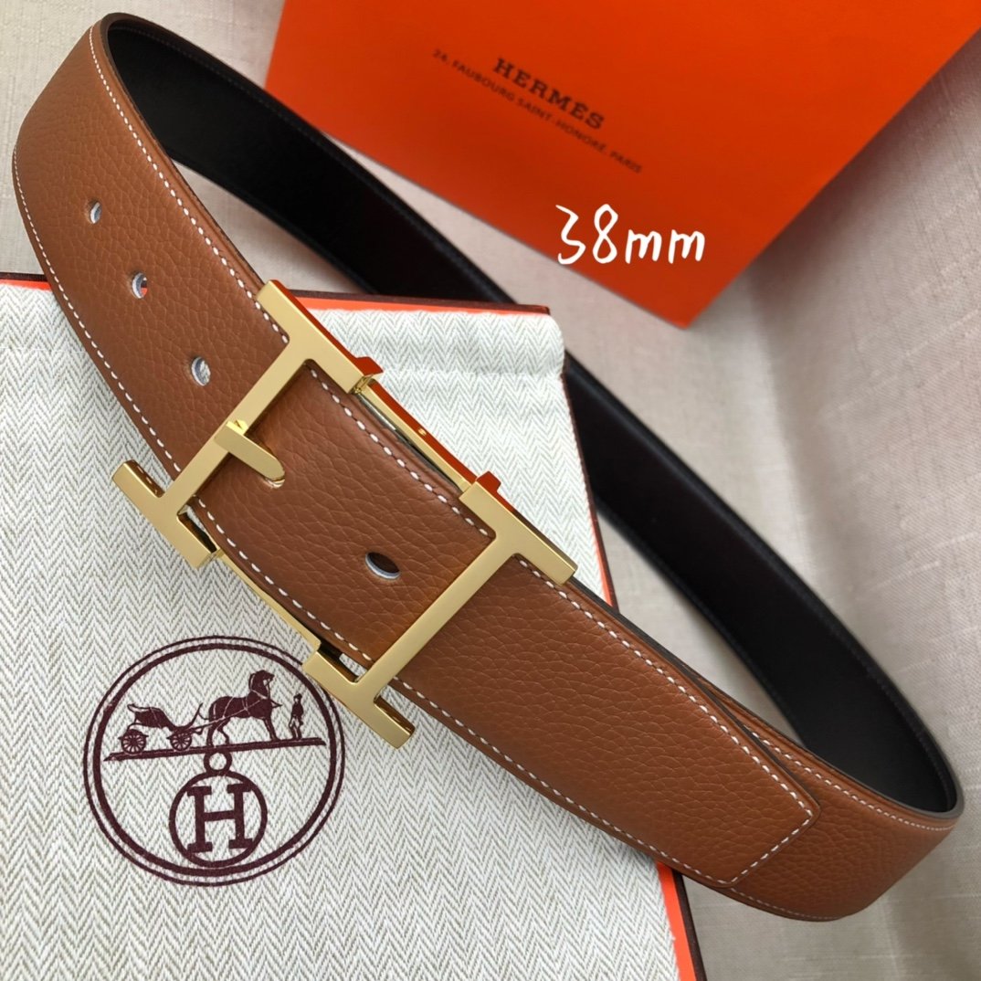 Hermes H Belt Buckle & Reversible Brown Belt 380MM