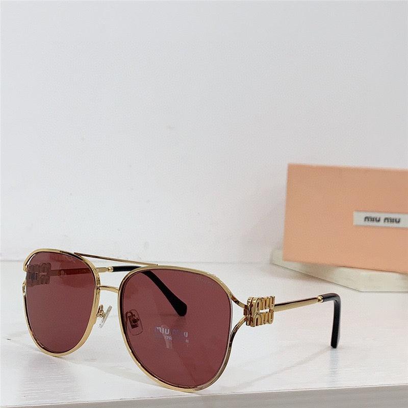 NEW SEASON Miu Miu 52ZS Metal Logo-frame Sunglasses