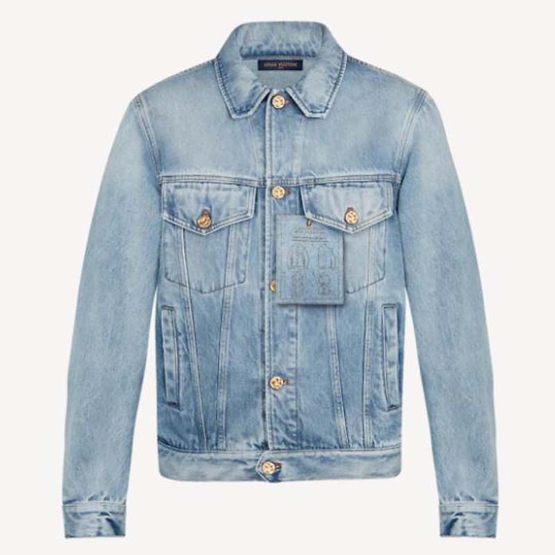 Louis Vuitton Women Staples Edition DNA Denim Jacket Cotton Indigo Regular Fit-Blue