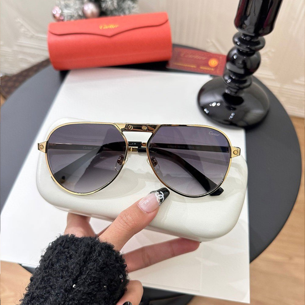 Cartier Metal irregular Line Sunglasses Top quality