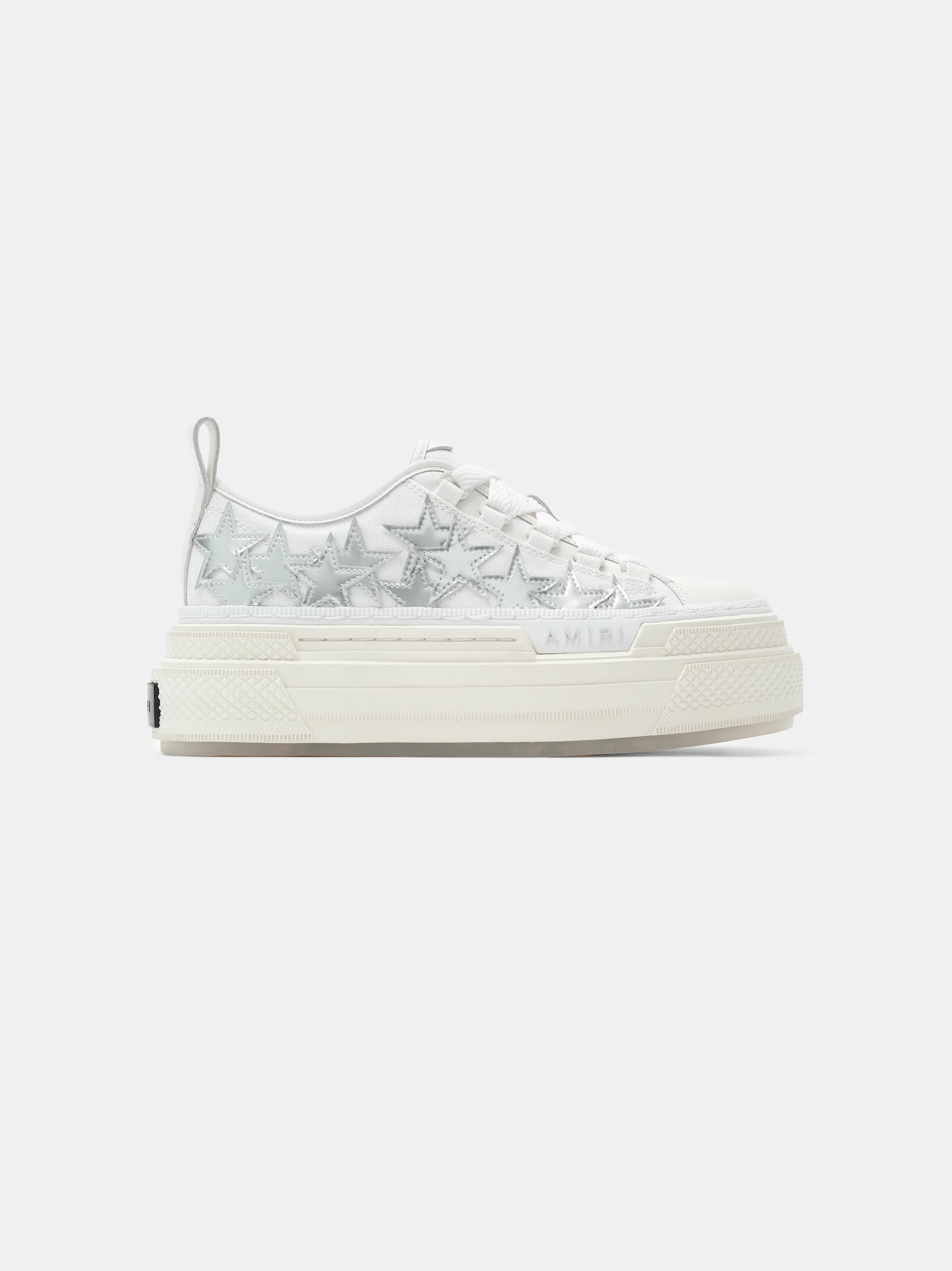 AMIRI WOMEN - WOMEN'S METALLIC PLATFORM STARS COURT - White Silver