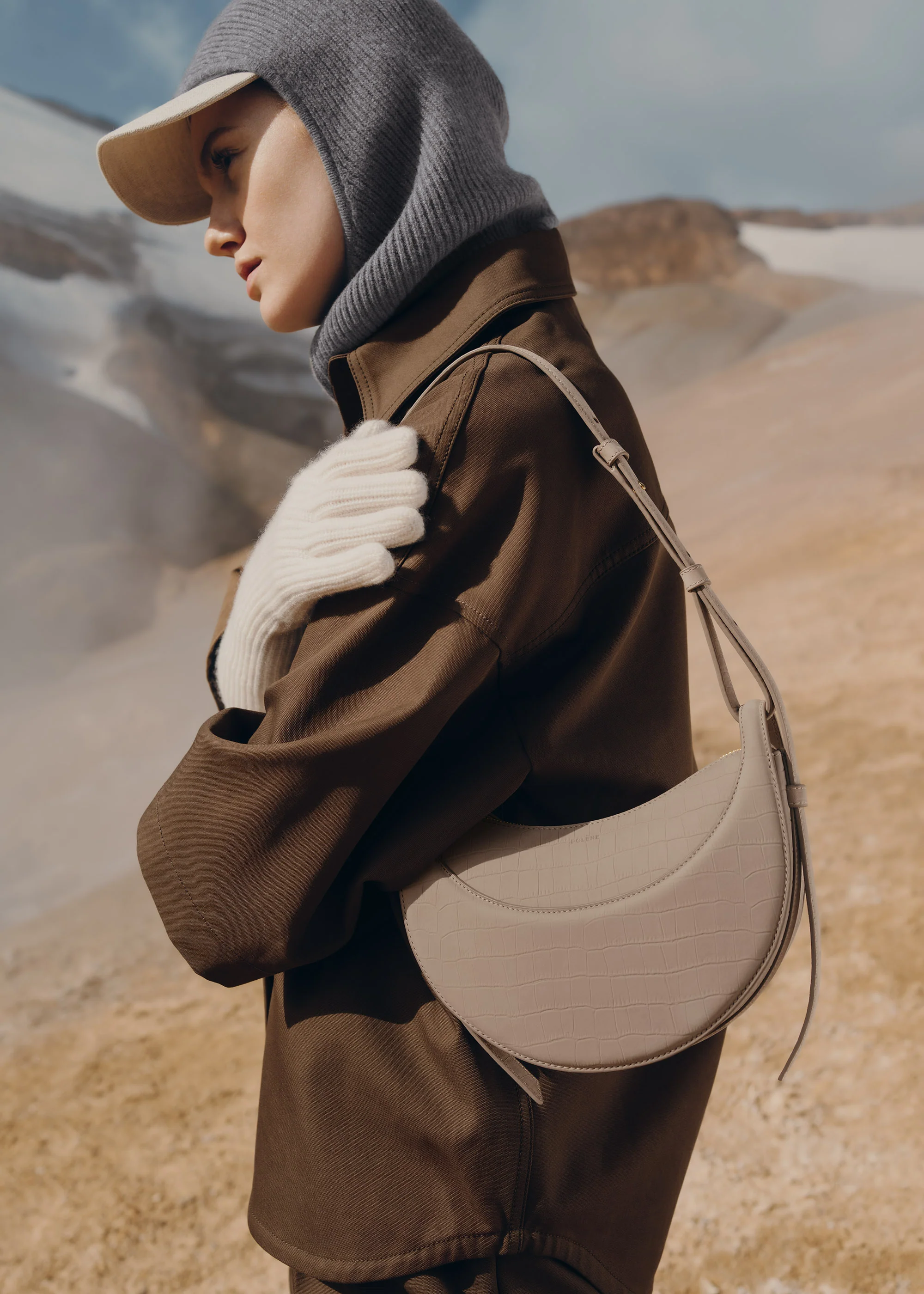 Polène Numéro Dix - Crocodile Nubuck Taupe