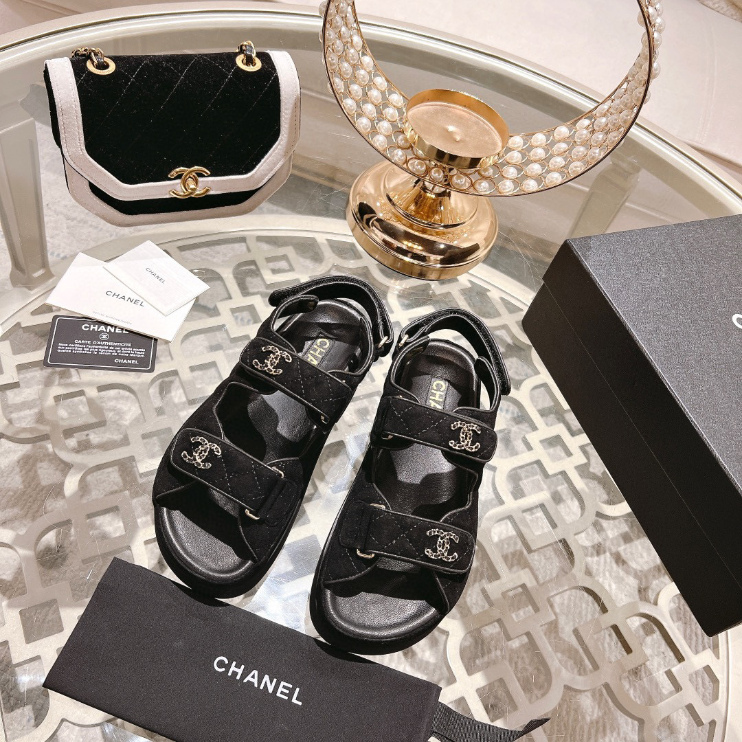 Chanel Everything Fits Comfortably Hook And Loop Fasteners Sandals Slide