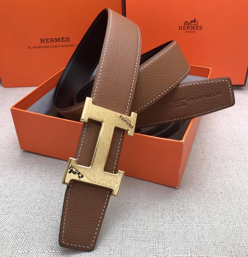 Hermes H Belt Buckle & Reversible Brown Belt 380MM