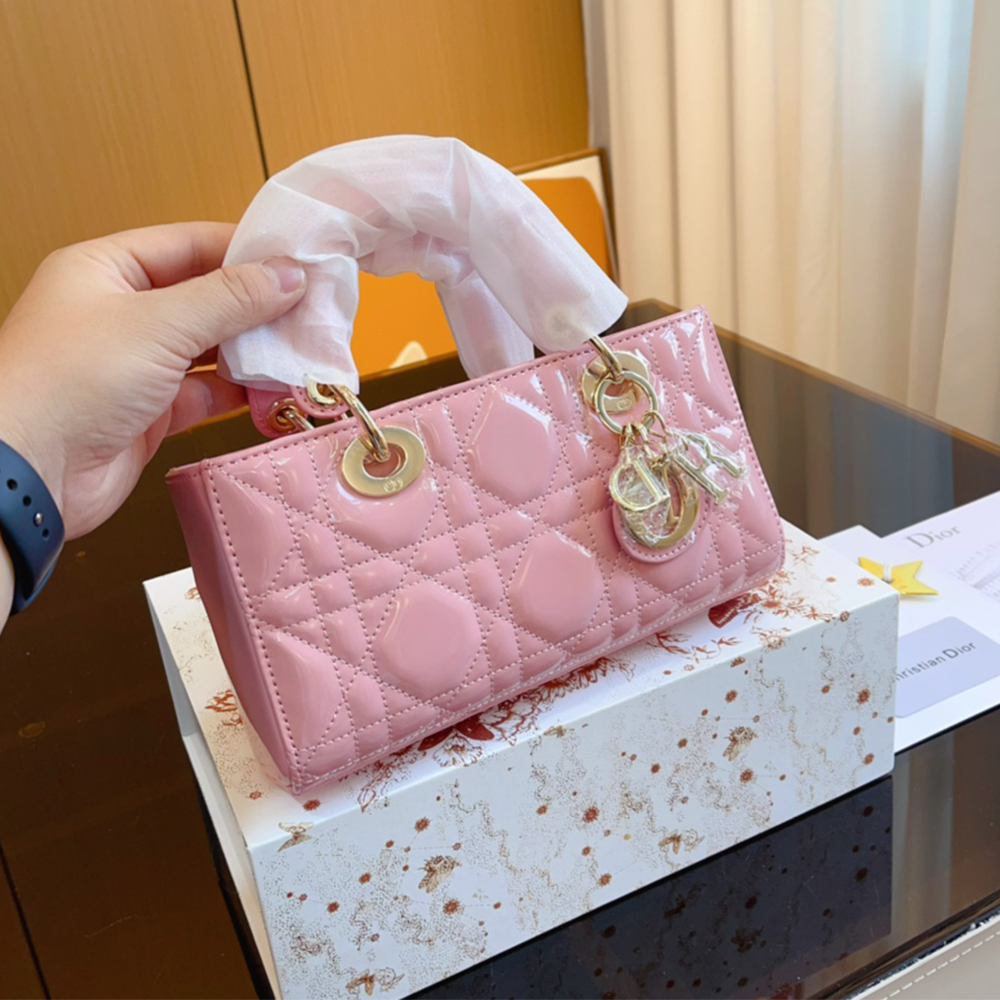 Dior Small LADY D-JOY Handbag Cherry Red