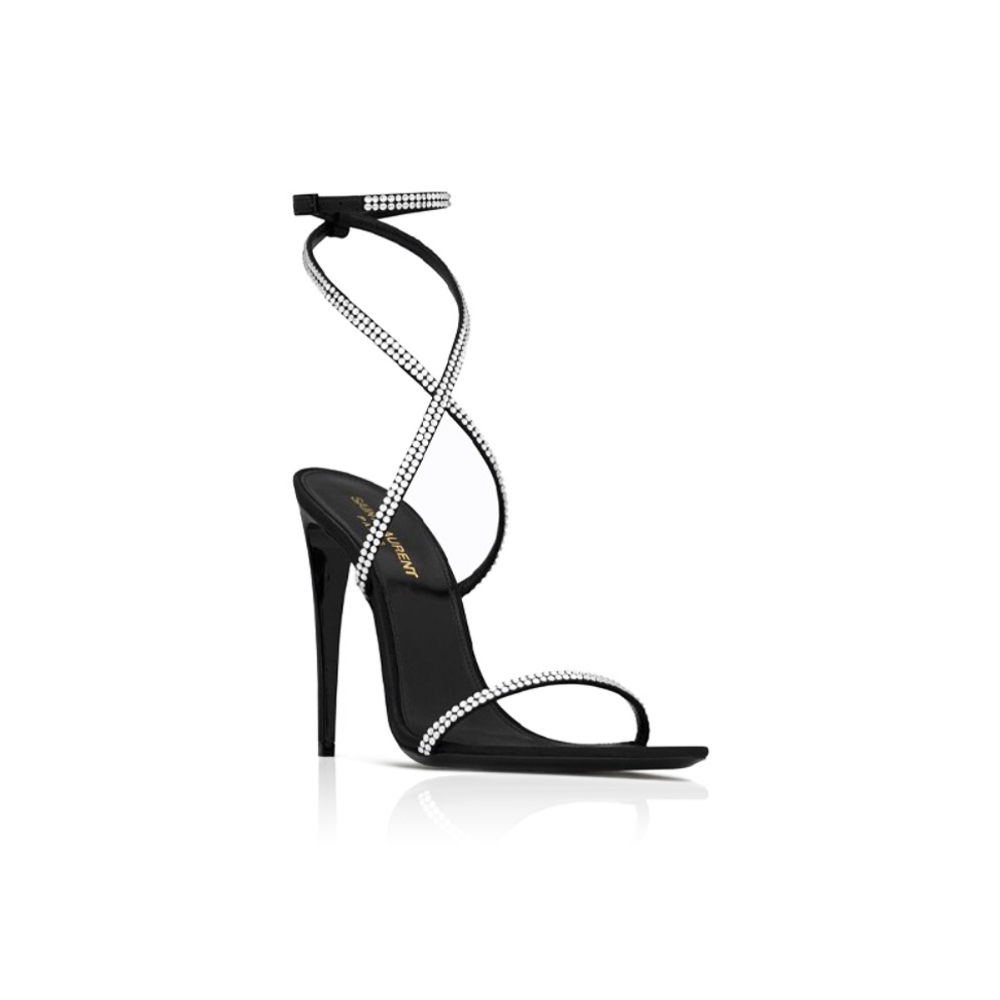 Saint Laurent YSL Gloria Silk Fabric Slide Sandal 10.5cm