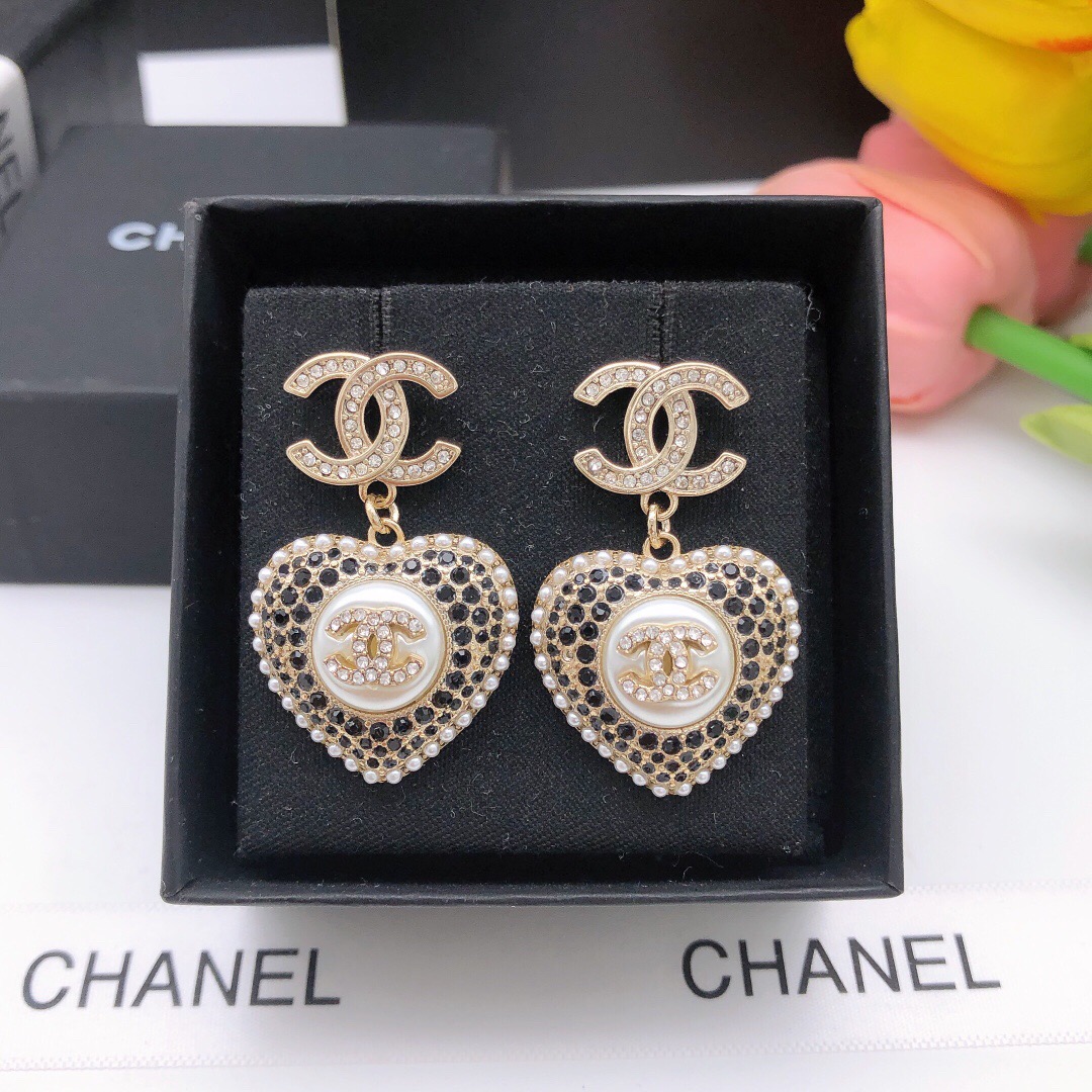 Chanel Love Stud Earrings Black Diamond