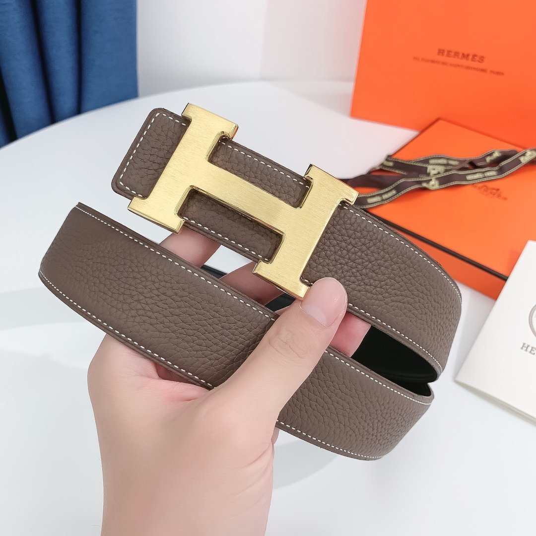 Hermes H Belt Buckle & Reversible Brown Belt 380MM