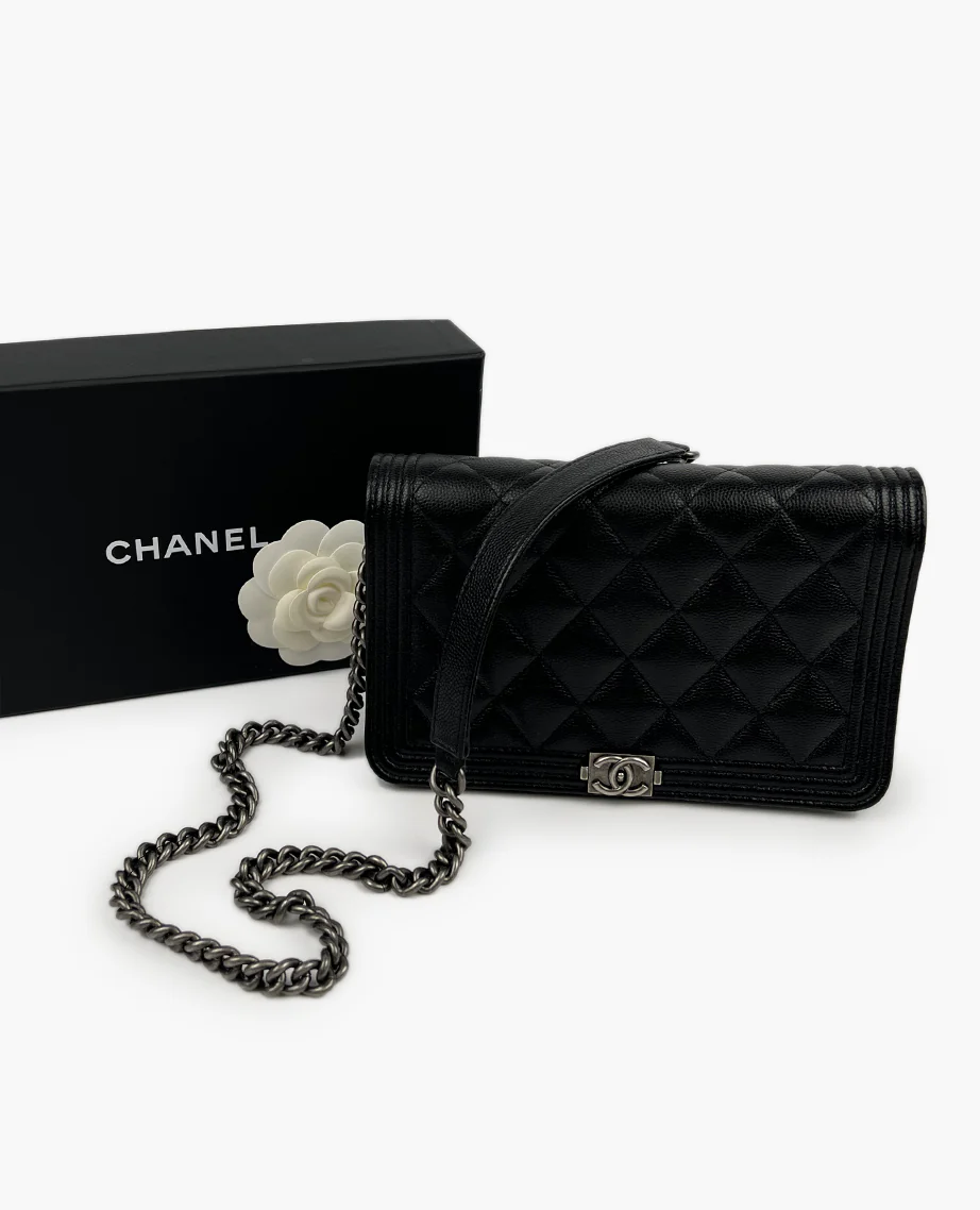 Chanel WOC Black Caviar The Boy Lock RHW