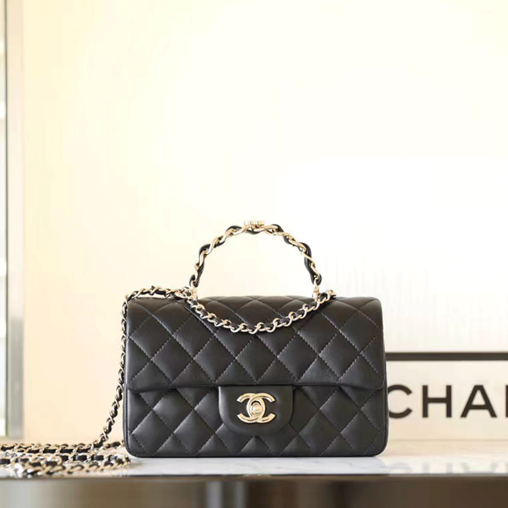 Chanel Lambskin bag with handle and flap bags