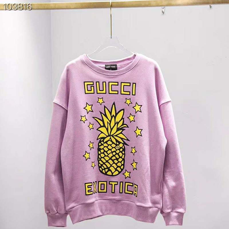 Gucci Women Gucci Pineapple Print Sweatshirt Organic Cotton Jersey”Gucci Exotica”