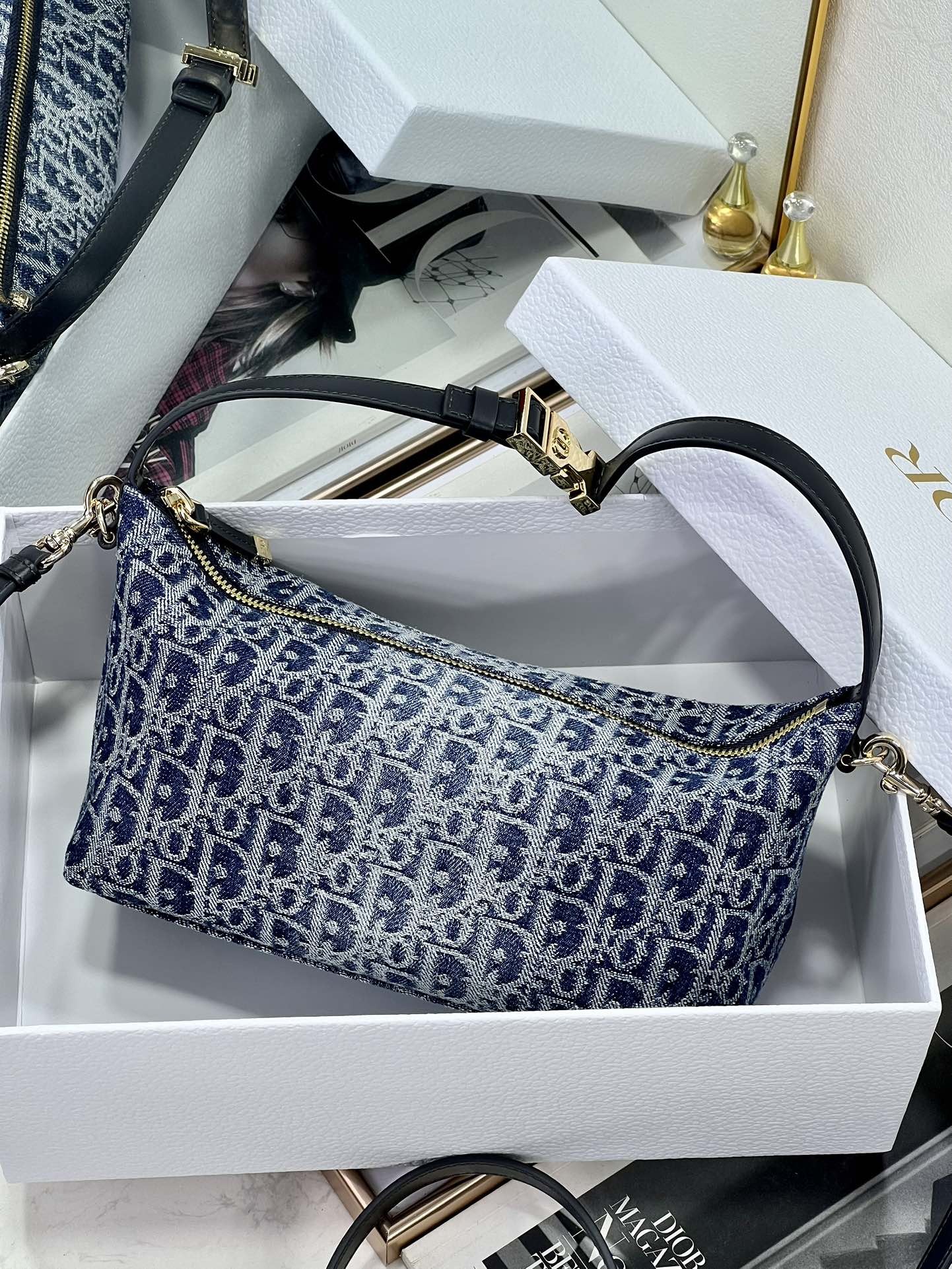 Dior Medium Denim Travel Nomad Clutch