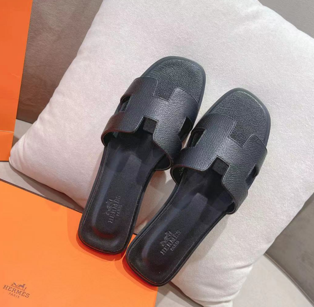Hermes sheepskin leather outsole new slippers