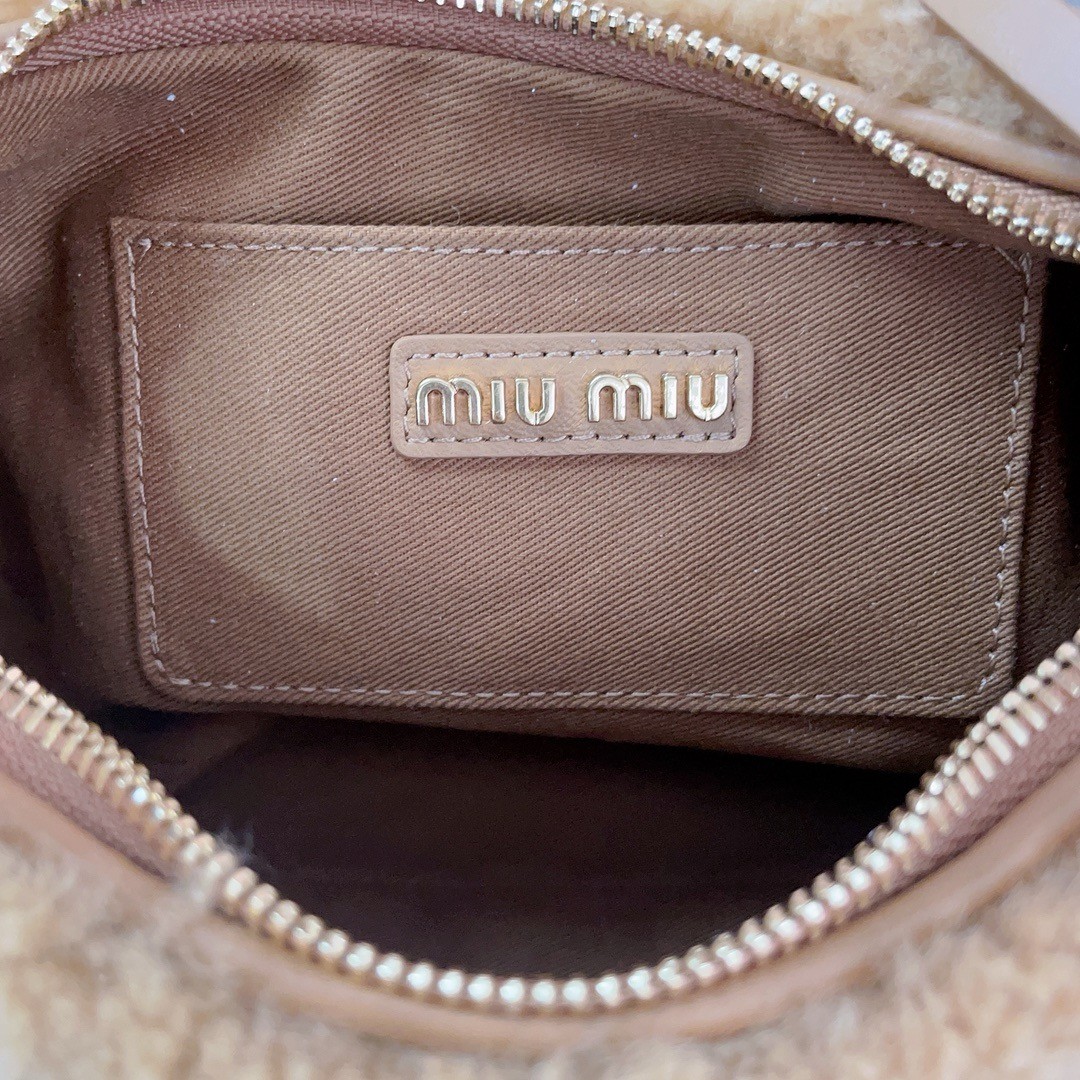 Miumiu Wander Small Shearling Crescent Bag
