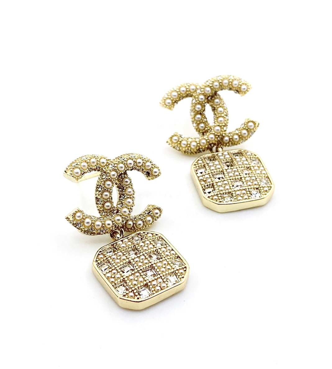 Chanel double c letter tassel earrings