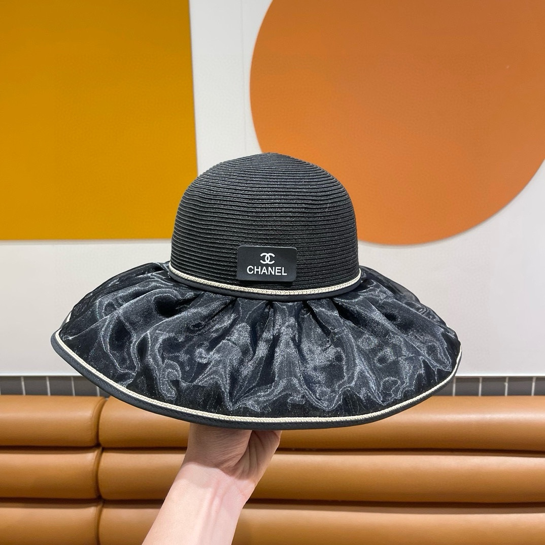 Chanel Bow With Large Brim And Small Face Visor  Sunhat