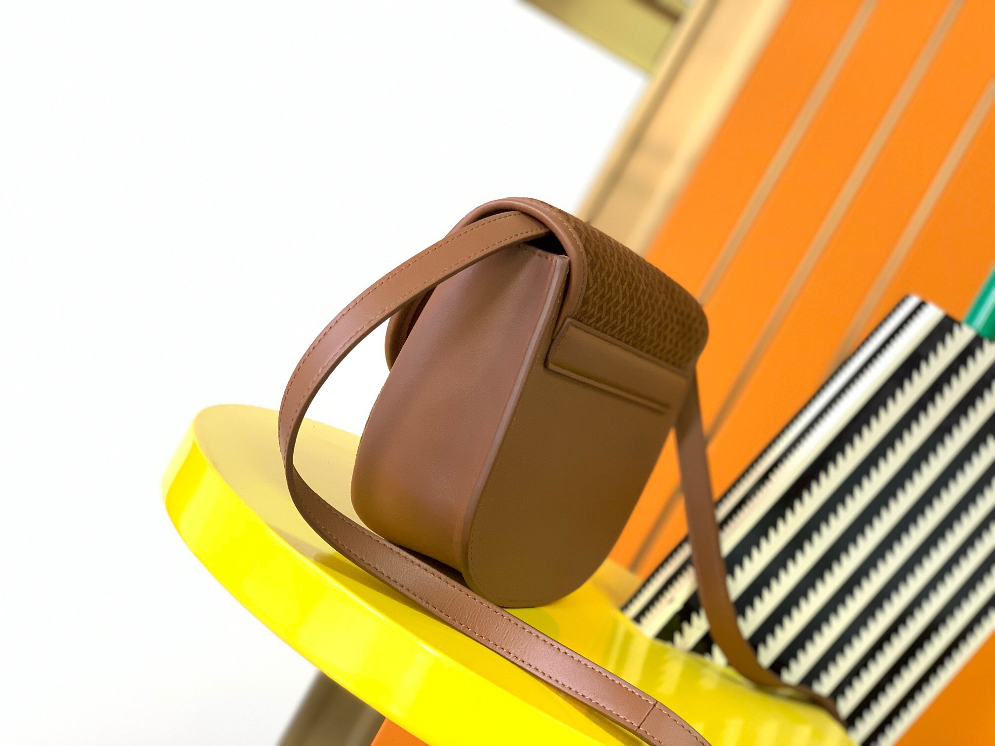 Saint Laurent caramel frosted printed diagonal cross bag