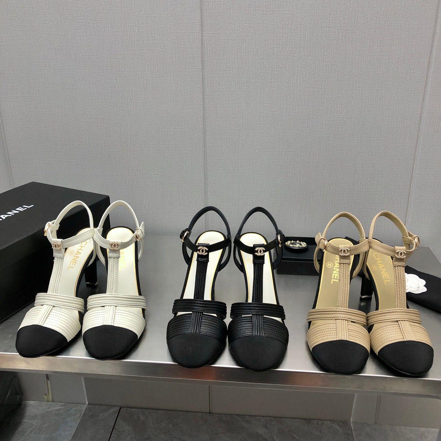 CHANEL C buckle Rhinestone High Heels