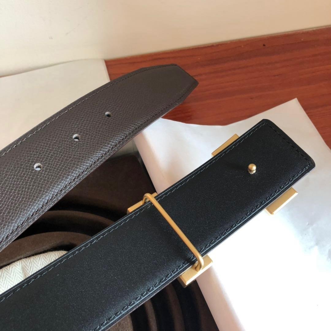 Hermes Mini Constance Guillochee Belt Buckle & Reversible Grey Belt 380MM