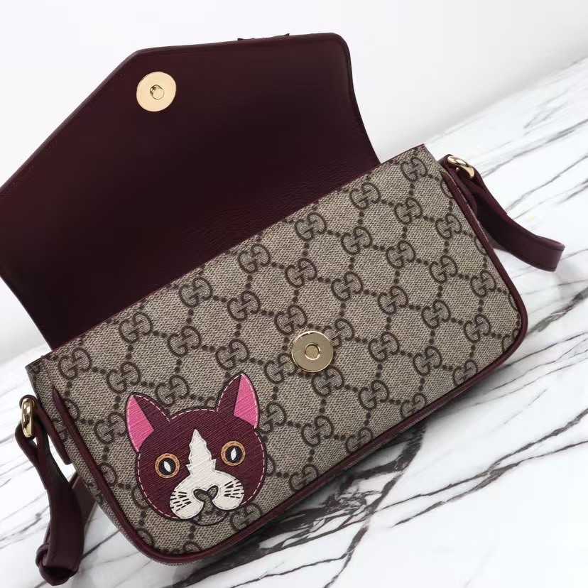 GUCCI GG mini shoulder bag with cat detail