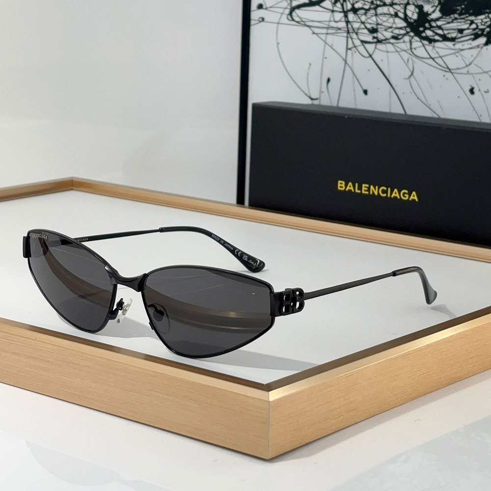 Balenciaga  Metal Thin Mirror leg Strap Logo   sunglasses Top quality