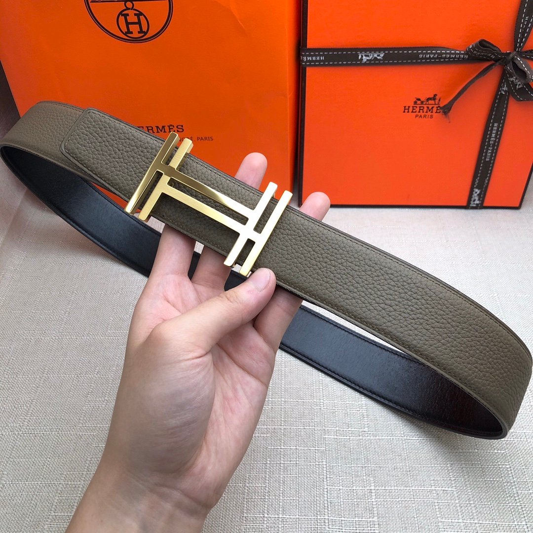 Hermes H Belt Buckle & Reversible Brown Belt 380MM