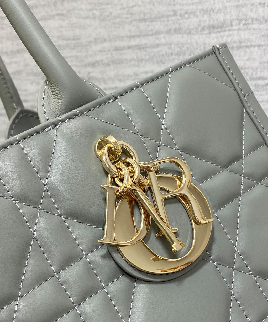 DIOR Classic Grey Calf Leather Tote Bag