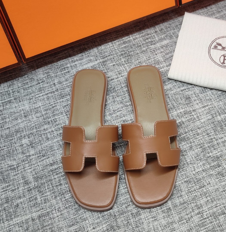 Hermes premium cowhide classic flat slippers