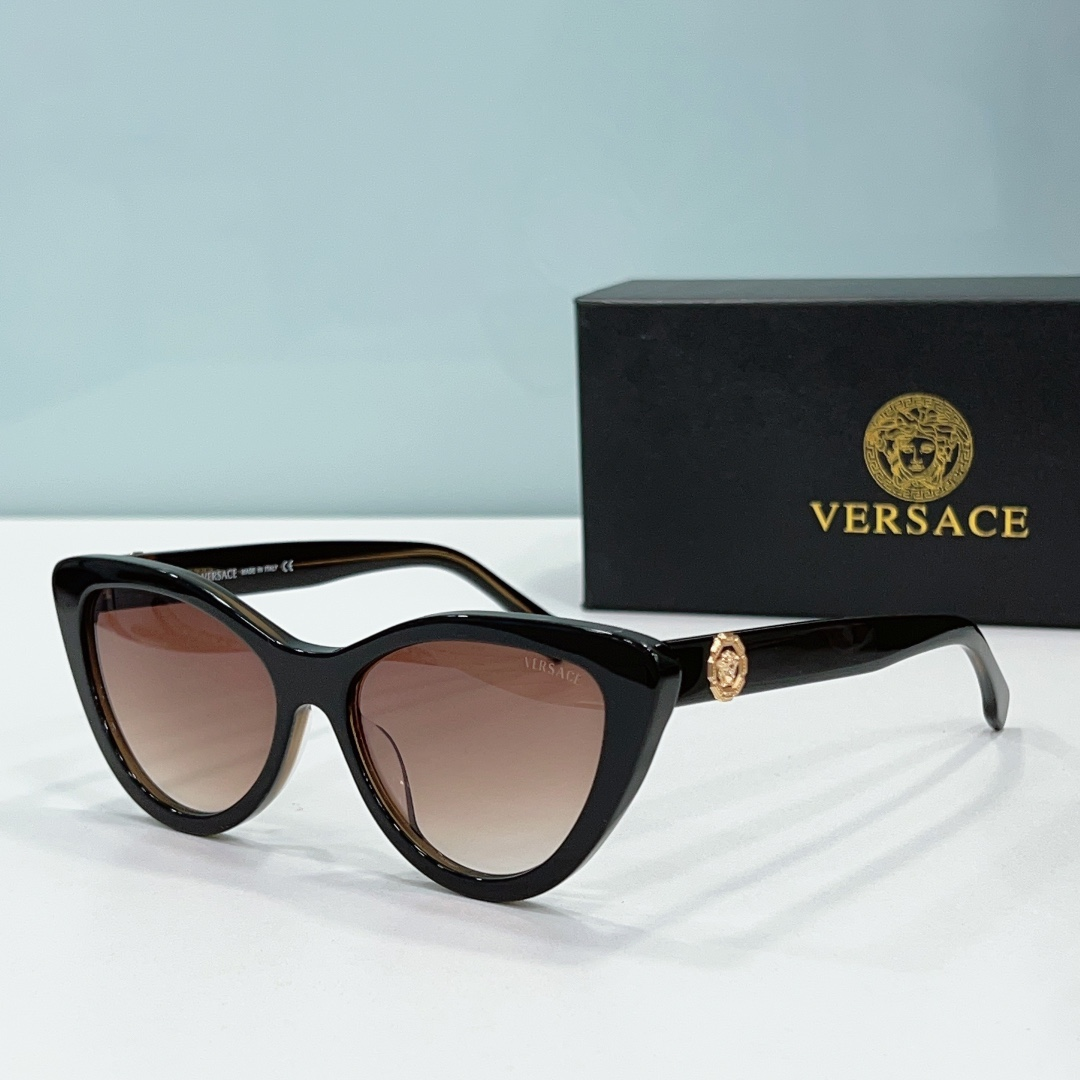 Versace  Mirror leg Logo Cat-eye Sunglasses Top Quality